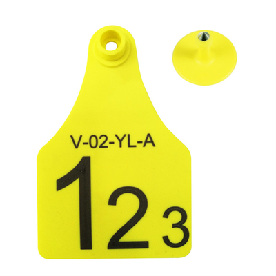 Sarı Hayvan RFID Kulak Etiketi, İnek için Lazer Yazıcılı RFID Sığır Etiketleri