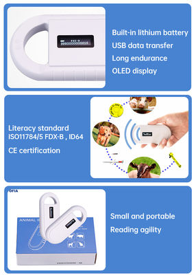 Fofia El El Plastik Hayvan Mikroçip RFID Kart Okuyucu PT160 134.2kHz OLED Ekran USB Lityum Pil CE Sertifikalı ISO 5-10cm