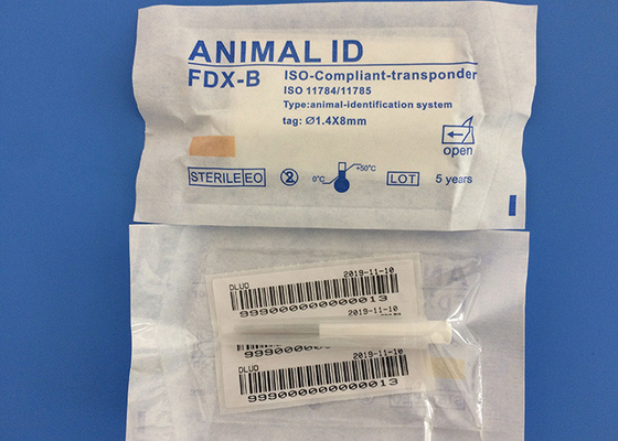 Reusable Pet Tracking Microchip , 1.4*8mm Identity Chip For Dogs 10 Years Guarantee