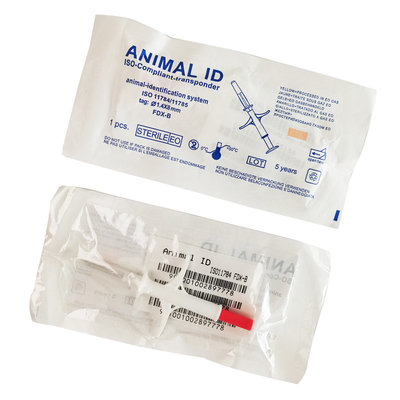 İmplant edilebilir Mikroçip Etiketi EO Sterilize Evrensel 15 basamaklı numara Hayvan çip numarası