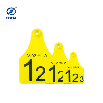 RFID Görsel Etiket Mini / Orta / Büyük Boyut Hayvan Yönetimi için En İyi Seçim Lazer Baskı Desteği 134.2 Khz Sarı