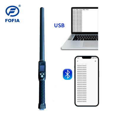 Özel ISO FDX-B HDX 30.000 Kayıt Elde Tutulabilen Stick RFID Okuyucu Sığır Çiftliği Kulak Etiketi Mikroçip Uzun Menzilli Plastik