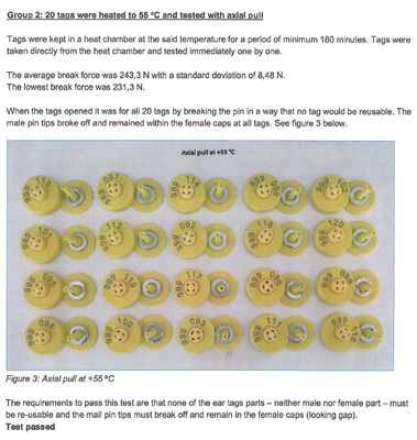 Su geçirmez 134.2kHz RFID kulaklık etiketi, 350N gerginliği ve ISO11784/5 uyumluluğu ile hayvancılık izleme için