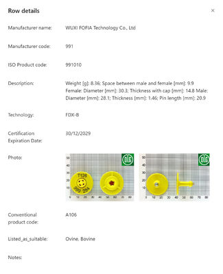 Hayvanlar için 350N Gerilimli Su Geçirmez ISO11784/5 FDX-B Uyumlu RFID Kulak Küpesi