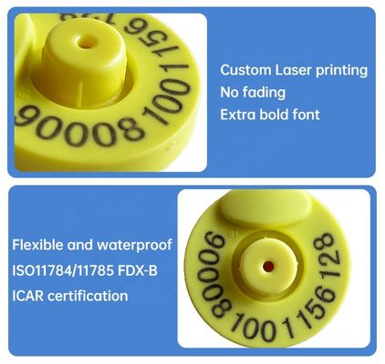 ISO 11784/11785 Compliant Electronic Ear Tags with 100,000 Write Cycles and 10 cm Read Range for Livestock Identification