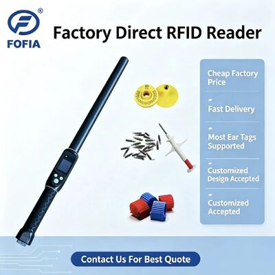 FOFIA Su geçirmez Uzun Menzilli 134.2kHz RFID Kulak Etiketi Okuyucu ISO11784/5 Protokol 30-100cm Okuma Mesafesi PVC