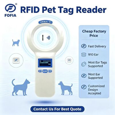 Dayanıklı Plastik PT200 RFID El Okuyucu 128x64 OLED Ekranlı ISO11784/5 Protokolü Evcil hayvanlar ve çiftlik kullanımı için Uzun Menzilli Okuyucu