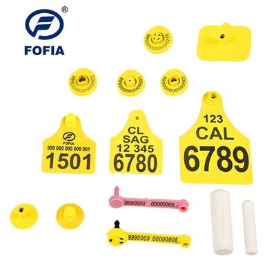 Fofia ICAR Sertifikalı Plastik Kulak Etiketleri Sığır Domuz Keçi ISO Uyumlu Akıllı Hayvan Kimliği