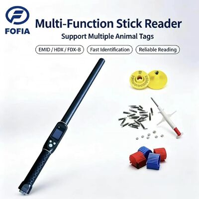 FOFIA Su Geçirmez Uzun Menzilli 134.2kHz RFID Kulak Küpe Okuyucu ISO11784/5 Protokol 30-100cm Okuma Mesafesi Çiftlik İçin PVC Malzeme