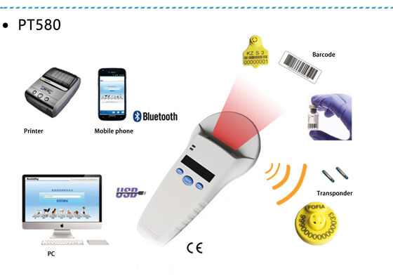 Dayanıklı FOFIA PT580 RFID El Okuyucu 125kHz/134.2kHz ISO11784/5 128x32 OLED Ekranı 10-20m okuma mesafesi USB / Pet için