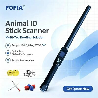 Dayanıklı Su geçirmez Uzun Menzilli 134.2kHz RFID kulak etiketi okuyucu ISO11784/5 Protokol 30-100cm okuma mesafesi Çiftlik için PVC malzemesi