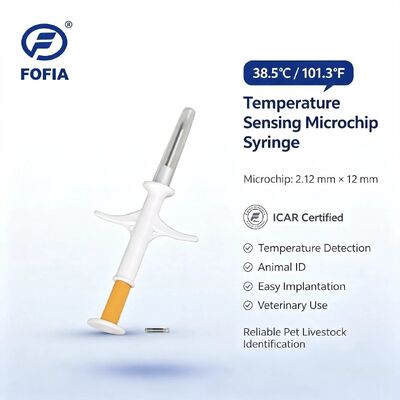 ICAR Sertifikalı Fofia Yeni Sıcaklık Algılayıcı Mikroçip RFID Biyo cam Beyaz HT001 Hayvan Kimliği Su geçirmez Köpek Kediler Evcil Evcil Hayvanlar 1.5