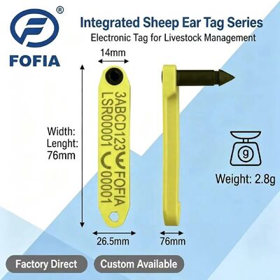 Yeni Fofia HDX Yüksek Sıcaklığa Dirençli Entegre Anti-Sürünme TPU Lazer Kodlanmış Elektronik ET969 Sarı Koyun RFID Kulak Etiketi 1.5