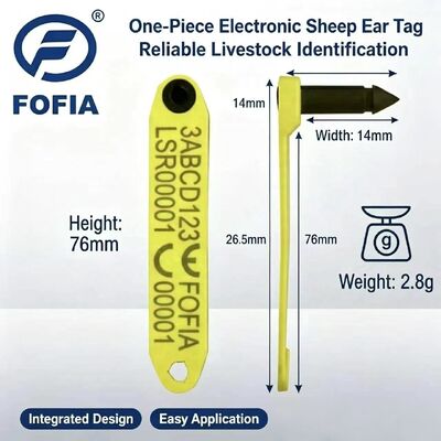 Fofia HDX ET969 Yeni Yüksek Sıcaklığa Dayanıklı Dökülmez Sarı TPU Koyun Küpe Etiketi RFID Çip Hayvan Takibi 1.5 Yıl
