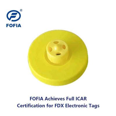 Yeni Tam ICAR LF Su Geçirmez RFID TPU Sarı Hayvan Kulak Küpesi 14.5mm ET908+T901 Çipli 5 Yıl Garanti Fofia Sığır Kullanımı
