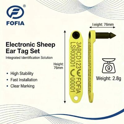 Yeni Fofia Yüksek Sıcaklığa Dayanıklı Entegre Dökülme Önleyici Elektronik ET969 Sarı Koyun RFID Kulak Küpesi TPU Malzeme RF Hayvan