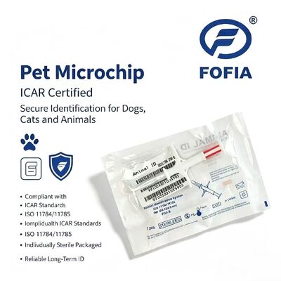 Su geçirmez Fofia Yeni Sıcak Satış RFID 134.2kHz PP Malzeme Köpek Kimliği Mikroçip Su geçirmez Çiftlik Kullanımı Evcil hayvan Enjeksiyon 1.5 Yıllık Kulak Etiketi