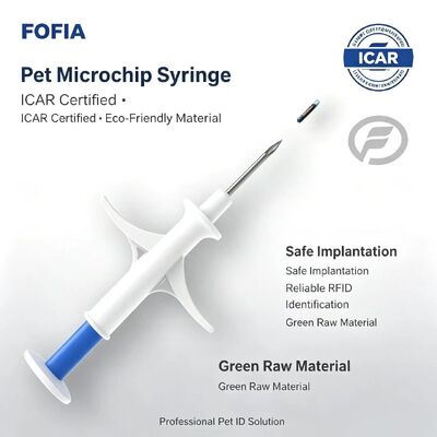 FOFIA ZS007 ICAR Sertifikalı 134.2kHz RFID Hayvan Mikroçipi FDX/EM4305 IP67 Su Geçirmez Beyaz PP 1.4x8mm Köpek Kedi Tavşan Sığır Yeni