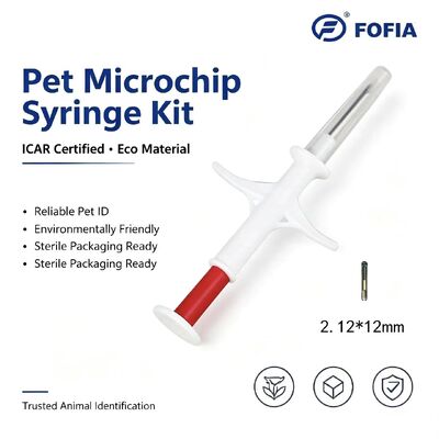 Su Geçirmez Fofia Yeni ICAR Sertifikalı RFID 134.2kHz PP Hayvan Kimlik Mikroçipi Evcil Hayvanlar İçin Su Geçirmez 1.5 Yıl Garanti Kedi Köpek Kullanımı