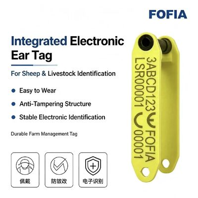 Fofia HDX ET969 Yeni Yüksek Sıcaklığa Dirençli Anti-Sürünme Sarı TPU Lazer Kodlu Koyun Kulak Etiketi RFID Çip Hayvan Takibi