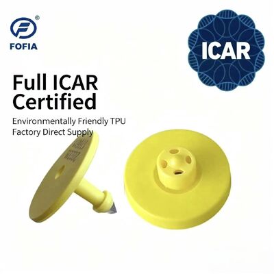 Su Geçirmez Fofia Tam ICAR Sertifikalı ET908 Sarı RFID TPU Sığır Küpe Küpesi 1.5 Yıl Garanti Lazer Kodlama Hayvan Takip Sığır