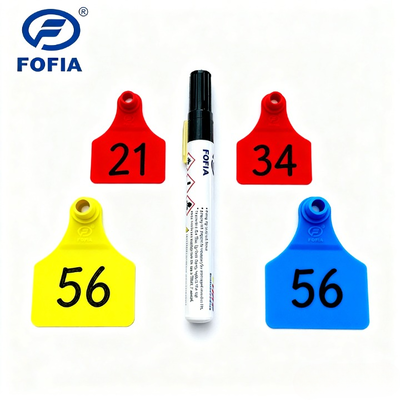 FOFIA New Plastic Cow & Pig Livestock Identification Marker Waterproof Animal Ear Tags with Mark Pen Black Ink 1 Year Warranty