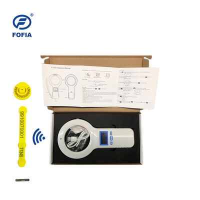FOFIA Durable Plastic PT200 RFID Handheld Reader 128x64 OLED Screen IS011784/5 Protocol Long-Range Reading White 134.2kHz USB