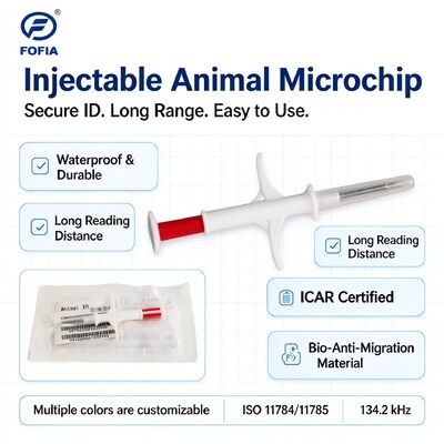 Fofia RFID Enjekte Edilebilir Hayvan Mikroçipi 134.2 kHz ISO 11784 11785 Su Geçirmez 2.12 X 12 mm Evcil Hayvan Kimliği