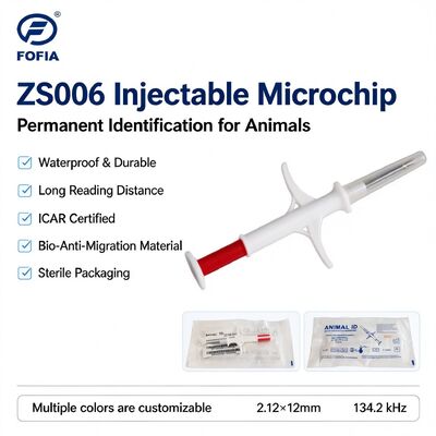 Fofia ZS006 134.2 kHz RFID Enjekte Edilebilir Hayvan Mikroçipi 2.12 X 12 mm IP67 Su Geçirmez ICAR Sertifikalı Evcil Hayvan Sığır Tavşan Kimliği