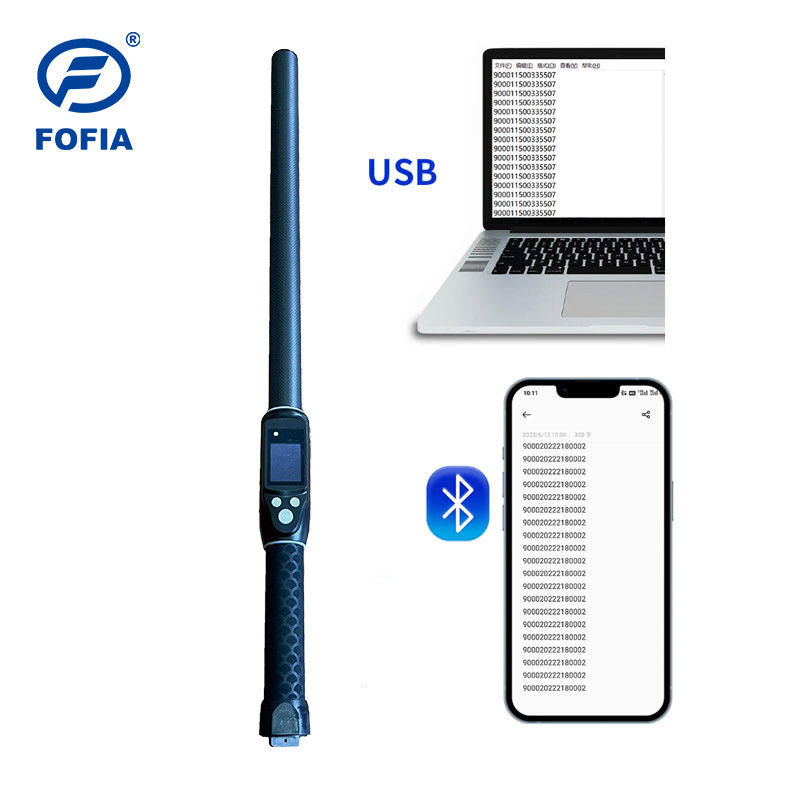 Uzun Mesafe Profesyonel Hayvancılık RFID Etiket Çubuk Okuyucu PT290 OLED Ekranlı Veri Depolama Kimlik Çipi Okuma UHF/LF