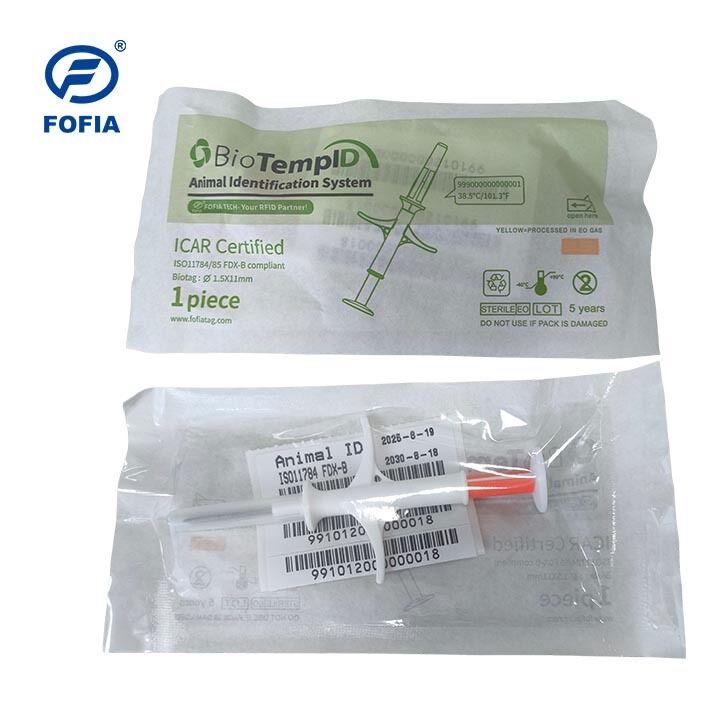 HT003 Gerçek Zamanlı İzleme Sıcaklık Algılama ISO11784/5 FDX-B RFID Mikroçip Kiti Atlar ve Çiftlik Hayvanları İçin