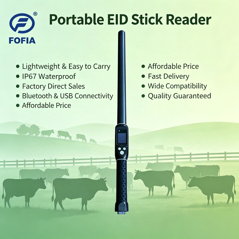 OLED Ekranı ile RFID Stick Okuyucu 3 Düğme Kullanıcı Arayüzü ve Hayvancılık Yönetimi'nde Kolay İşlem için Yerleşik Buzzer