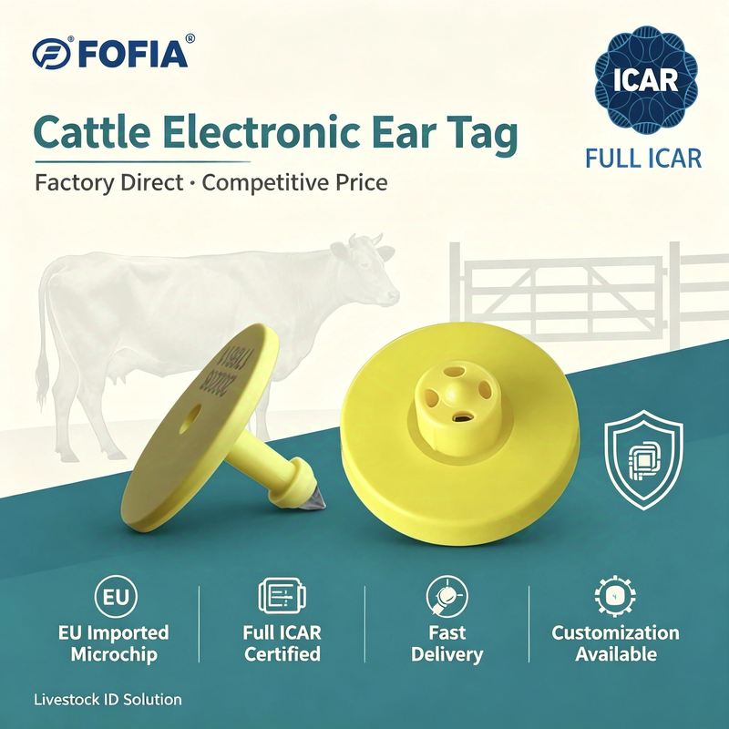 ICAR Sertifikasıyla Sığır Yönetimi Hayvan Tanımlama ve Takip Sistemi için Kalıcı Elektronik Kulak Etiketi