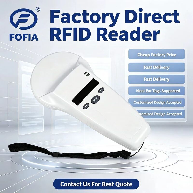 Su geçirmez RFID El Okuyucu 128x32 OLED Ekranlı USB ForPlastik Yakın Menzilli Çözüm Evcil Hayvanlar ve Çiftlik ve Çiftlik Kullanımı 125khz