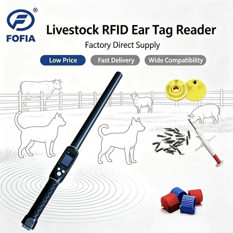 Dayanıklı Su geçirmez Uzun Menzilli 134.2kHz RFID Kulak Etiketi Okuyucu ISO11784/5 Protokolü 30-100cm Okuma Uzaklığı PVC