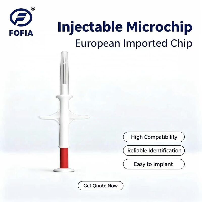 ICAR Sertifikalı FOFIA RFID 134.2kHz Hayvan Mikroçip FDX/EM4305 Çip Evcil hayvanlar için su geçirmez Plastik Enjeksiyon