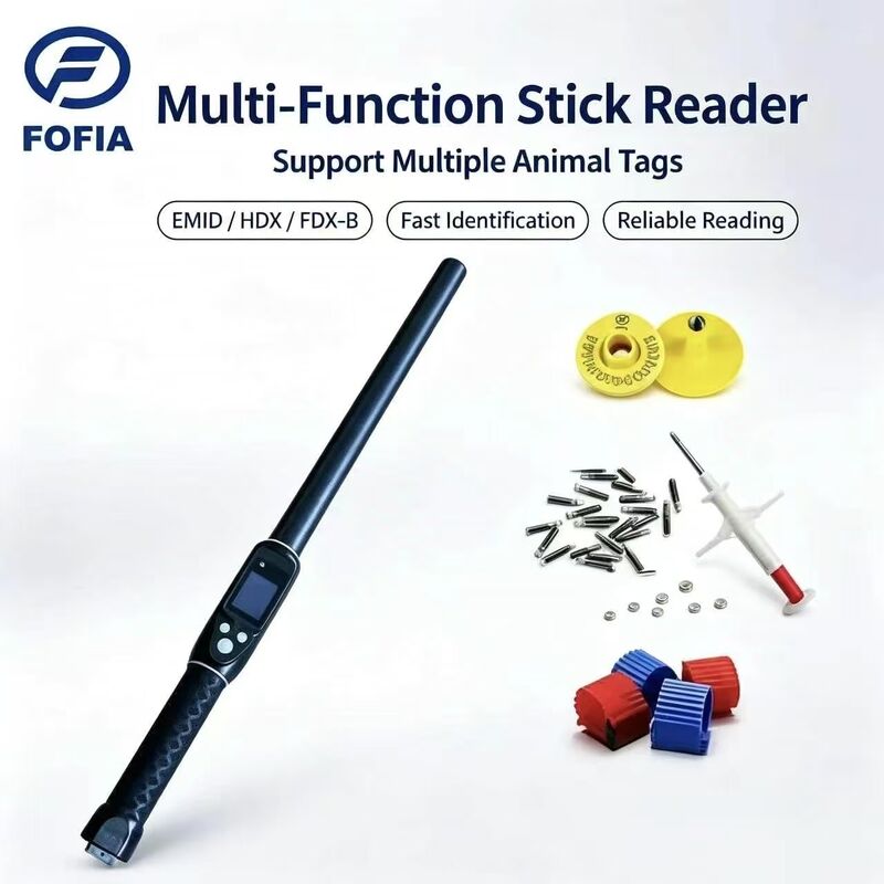FOFIA Su Geçirmez Uzun Menzilli 134.2kHz RFID Kulak Küpe Okuyucu ISO11784/5 Protokol 30-100cm Okuma Mesafesi Çiftlik İçin PVC Malzeme