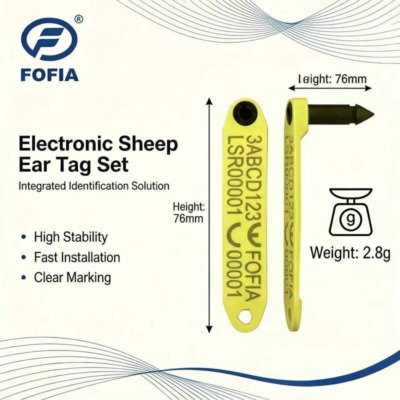 Yeni Fofia Yüksek Sıcaklığa Dayanıklı Entegre Dökülme Önleyici Elektronik ET969 Sarı Koyun RFID Kulak Küpesi TPU Malzeme RF Hayvan