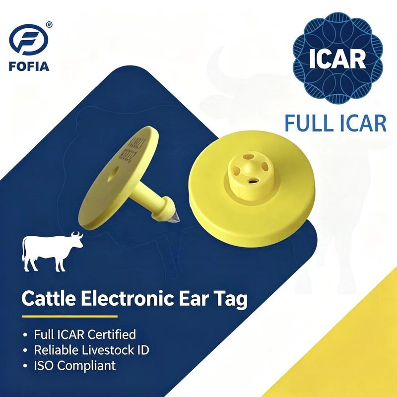 Yeni Tam ICAR ET908+T901 Su Geçirmez RFID LF TPU Sarı Hayvan Kulak Küpeleri 14.5mm Sığır İnek Çipleri 5 Yıl Garanti Sığır