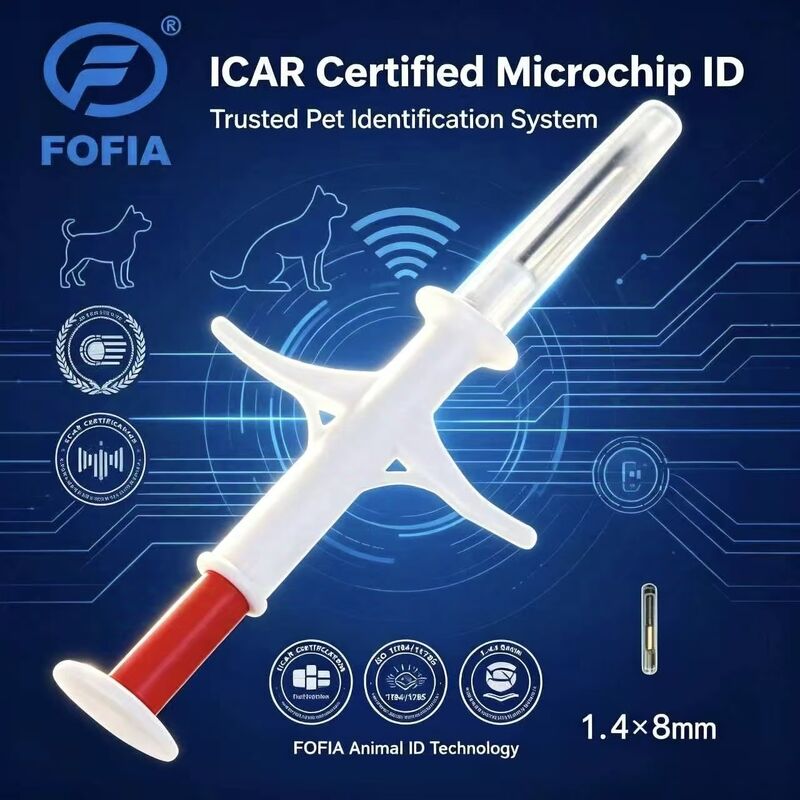 FOFIA Yeni RFID 134.2kHz Hayvan Mikroçip FDX/EM4305 Çip IP67 Su geçirmez Sığır/Domuz/Koyun Hayvanlık Evcil hayvan PP