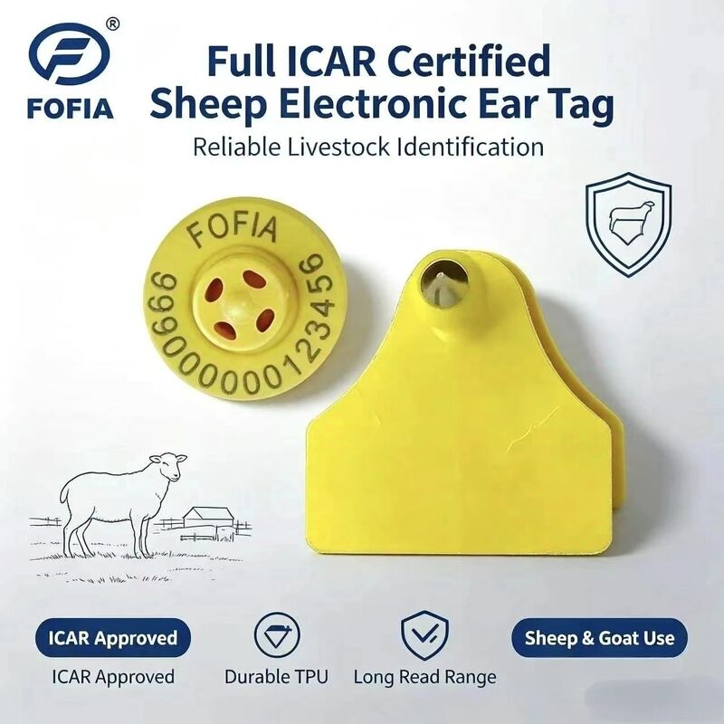 Fofia ET957+T967 Koyun Keçi Sığır Hayvan Kombinasyon Elektronik Çiftlik Takip Küpe Yeni Yüksek Kaliteli RFID TPU Lazer Kodlama 3