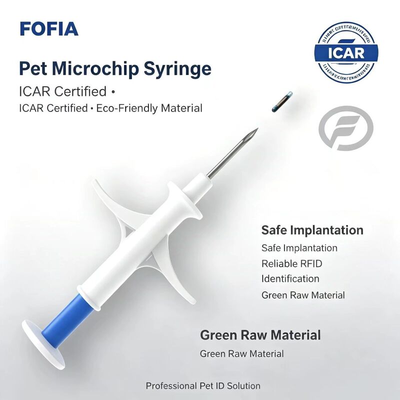 FOFIA ZS007 ICAR Sertifikalı 134.2kHz RFID Hayvan Mikroçipi FDX/EM4305 IP67 Su Geçirmez Beyaz PP 1.4x8mm Köpek Kedi Tavşan Sığır Yeni