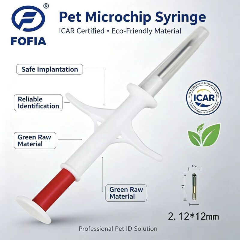 Yeni Fofia Sabit Su geçirmez Beyaz RFID Hayvan Mikroçip ZS006 IP67 ve 1.5 Yıllık Garanti ile Köpek Kediler ve Evcil hayvanlar için Enjeksiyon Etiketi