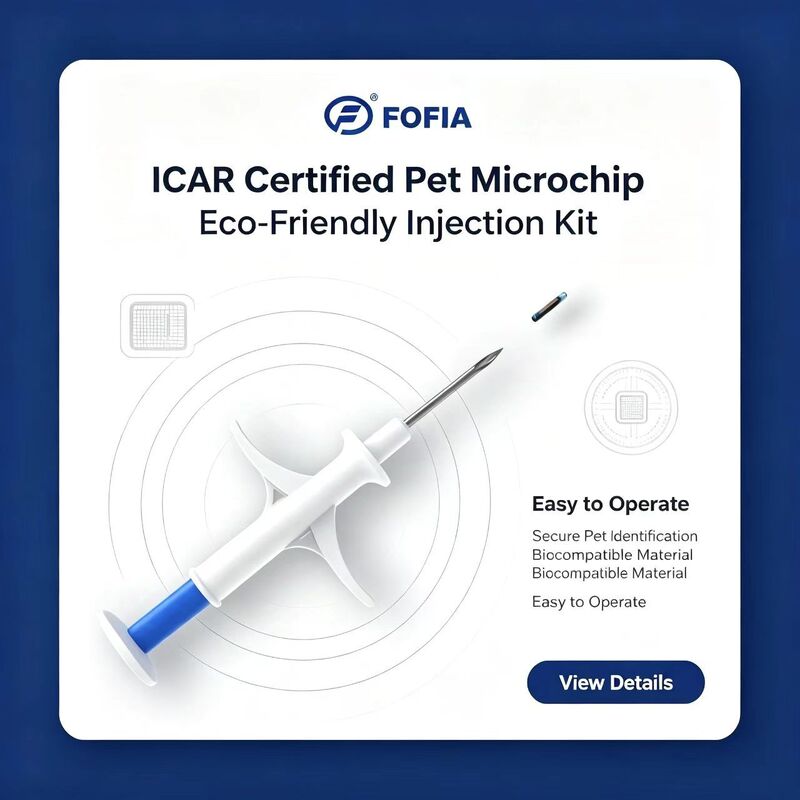 FOFIA ZS007 ICAR Sertifikalı 134.2kHz RFID Hayvan Mikroçipi FDX/EM4305 IP67 Su Geçirmez Beyaz PP 1.4x8mm Köpek Kedi Evcil Hayvan