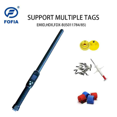 ISO11784 FDX-B HDX Sığır hayvanları için el değnek okuyucu kulak etiketi Mikroçip Uzun okuma mesafesi 30cm'ye kadar