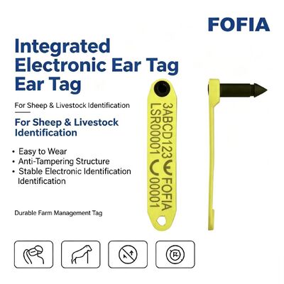 Yeni Fofia Yüksek Sıcaklığa Dayanıklı Entegre Dökülme Önleyici Elektronik Lazer Kodlu ET969 Sarı Koyun RFID Küpe Etiketi TPU Hayvan